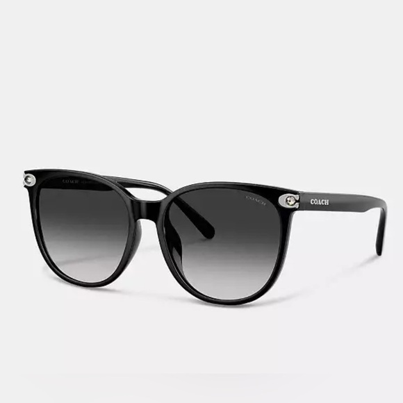 Coach Embedded C HC 8414BD 50023C Rounded Square Black Sunglasses New With Case - Picture 13 of 13